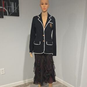 Ralph Lauren Black Blazer with White Piping